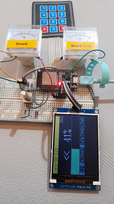 Prototype miniThrottle with optional speed and brake pressure indicators, keypad and large display. miniThrottle uses the Arduino IDE to program an esp32 micro controller to act as DCC throttle and/or control station.